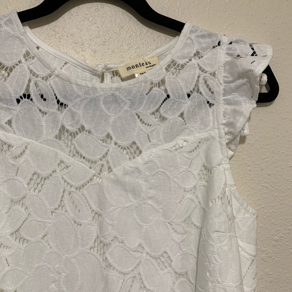 Monteau | White Lace Mini Dress - Picture 2 of 6